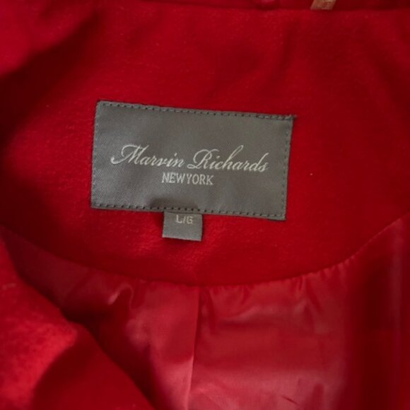 Marvin Richards Red Asymmetrical Full Zip Belted Gold Hardward Coat EUC L - Picture 6 of 8